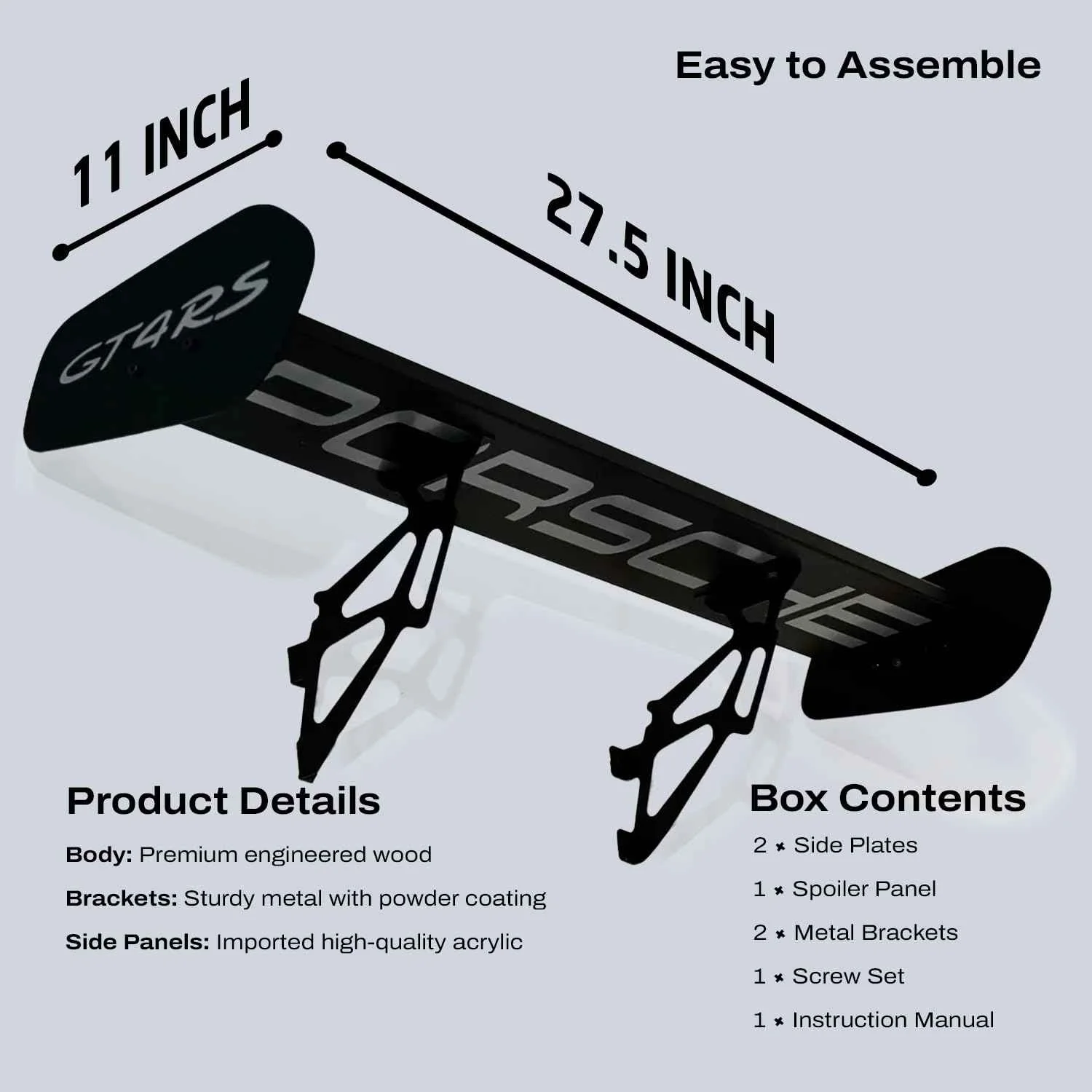 GT4 RS Spoiler Shelf for Wall –  Spoiler Shelf for Home, Office, Garage | Race Car Inspired Display Wall Shelf - Image 7