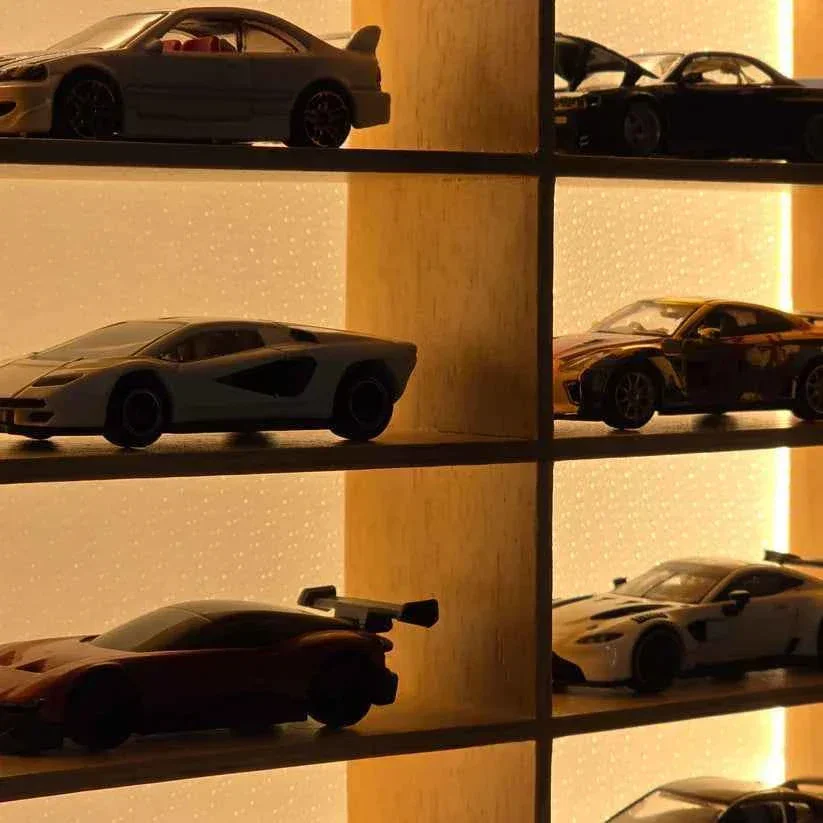 Wooden Light Up Hot Wheels Organizer With Cars - Image 3