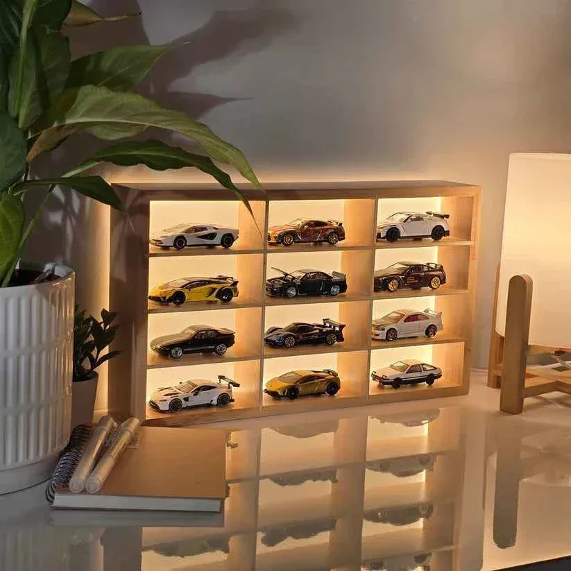 Wooden Light Up Hot Wheels Organizer With Cars - Image 7